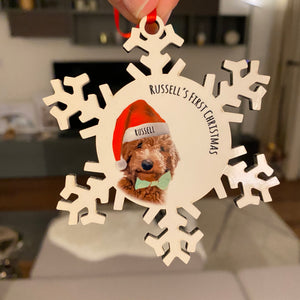 Custom Pet Portrait Christmas Snowflake Ornaments