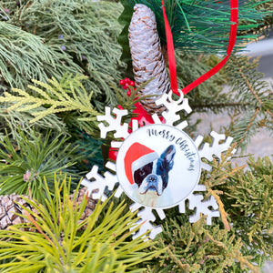 Custom Pet Portrait Christmas Snowflake Ornaments